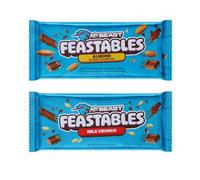 Feastables Mrbeast Milk Chocolate, Creamy Healthy Snack Individually Wrapped Bars for Dessert, Snacks Treats for Kids Small Gifts Presents (2× 60g, Almond & Milk crunch)
