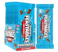 Feastables MrBeast Milk Crunch Chocolate Bars with Puffed Rice - Pack of 10 (60 g Each) - Crunchy Smooth Milk Chocolate with Fairtrade Certified Cocoa