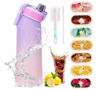 Feastingair Water Bottle 700ML BPA Free Water Bottles with 7 Aromatic Pods Tritan Fruit Smell Pods Scented Leak Proof Water Bottle 0% Calories 0% Sugar with Straw for Fitness Travwl Sport