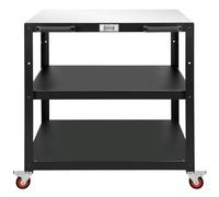 Feasto 36''x 24'' Heavy-Duty Outdoor Pizza Oven Table, 304 Stainless Steel Grill Table with Lockable Wheels for Pizza Ovens & Griddles, 3-Shelf Prep Table for Deck, Patio BBQ & Parties