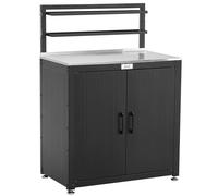 Feasto Garden Potting Bench with Storage Cabinet and 2 Removable Shelves | Stainless Steel Tabletop 80x45 cm, Heavy-Duty Planting Work Station & Outdoor Tool Storage for Greenhouse and Patio