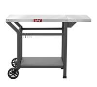 Feasto Outdoor Grill Table, 40’’x20’’ Movable Pizza Oven Table with Wheels, Stainless Steel Countertop Grill Cart with Storage Shelf & Foldable Extension Table, 6 Extra Hooks,for BBQ Food Prep