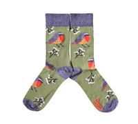 Feat Sock Co Robin bird mens and womens cotton socks, UK size 8 to 11