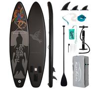 FEATH-R-LITE 11' Inflatable Ultra-Light Stand Up Paddle Board for All Skill Levels Included with SUP, Adj Paddle, Pump, Backpack, Leash, Waterproof bag (11' Phoenix - Black)