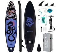 FEATH-R-LITE 11' Inflatable Ultra-Light Stand Up Paddle Board for All Skill Levels Included with SUP, Adj Paddle, Pump, Backpack, Leash, Waterproof bag(11' dragon - black)
