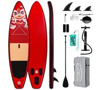 FEATH-R-LITE Stand Up Paddle Boards 11ft Inflatable Paddleboards for Youth&Adults with Accessories Including Adjustable Paddle, Backpack, Pump, Leash, Fins, Waterproof Bag (Little Lion)