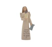 Feather & Grace Angel Holding Flower Clear Vase Hand Painted Figurine | Resin with Message | Decoration for Living Room, Bookshelf | Gift for Maa, Multi, one Size