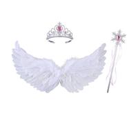 Feather Angel Wings for Adult, Large Costume Wings Feather Fairy Angel Wings Cosplay Accessory for Women and Girls (White 3Pcs, 3Pcs)