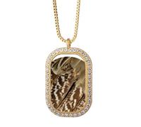 Feather Animal Snake Pattern Necklace Pendant Diamond Crystal Golden Jewelry