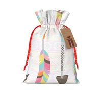 Feather Arrows Print Drawstring Bags Burlap Gifts Bag With Drawstring Gift Bags For Wedding/Party/Festival/Storage