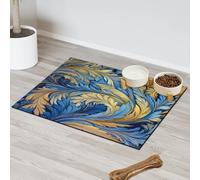 Feather Art Print Pet Feeding Mat for Cat Dog Water Bowl Food Mats Pet Feeding Mats Absorbent Nti-Slip Contain Spills Protects Floors Placemat 43.1 x 76.2 cm