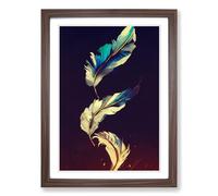 Feather Art Vol.1 Framed Print | A2 Walnut Framed Wall Art | Ready to Hang | Modern Nature Picture | Living Room Bedroom Lounge Office