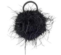 Feather Bag Mini Bag Fashion Furry Romantic Party Concern Dinner Wedding Bride Fluffy Feather Women Handbag(Black)