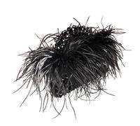 Feather bag Pearl Bead Bag With Feather Clear Crystal Stone Box Tote Handbag Women Handmade Party Purse for daily travel(Black 2,18.5x7x11cm)