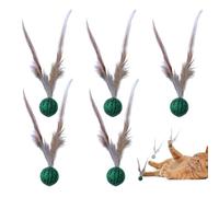 Feather Ball Cat Toy, Interactive Cat Ball Toy | Indoor Cats Interactive Ball for Bored Pet 5 Pieces - Indoor Pet Favorite, Entertainment Toy M