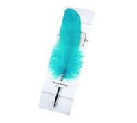 Feather Ballpoint Pens Black Ink Natural Feather Quill Ballpoint Pen for Kids School Writing,Signatures, Luxury Hand Writing Stationery Pen (Peacock Blue)