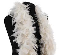 Feather Boa 100g 180cm Soft Turkey Feathers Fluffy Long Boas for Women Hen Party Fancy Dress Costume Burlesque Dance Showgirl 1920s Gatsby Flapper Halloween Christmas Photo Props (Ivory Cream)