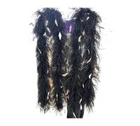 Feather Boa Layers White Ostrich Feather Boa 1/2 Meters Long Wedding Party Prom Costume Accessory Skirts Dress Trim DIY Craft Decor(Black gold)