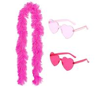 Feather Boas, Feather Boa, Blue Feather Boa There Are One Glasses And Two Light Glasses Stage Costumes Show Feathers for Parties and Halloween (Pink)
