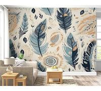Feather Boho Wall Mural, Self-Adhesive Peel & Stick Wallpaper, Dream Catcher Bohemian Design Photo Wallpaper for Living Room & Bedroom (250x175 cm), F-23
