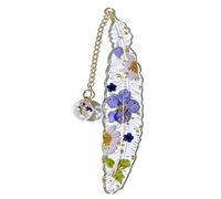 Feather Bookmark, Pressed Flowers Resin Bookmark, Glow in The Dark Page Holder for Women, Teachers, Book Lovers, Kids - Purple