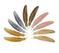 Feather Bookmarks Classical Metal Bookmark Simple Elegant Feather Shaped Book Markers Ideal Gift for Adults, Kids, Friends and Family (5 Assorted Colors) 10 Pieces