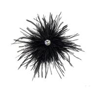 Feather Brooches for Women Rhinestone Lapel Pins Stage Performance Dress Badge Accessories Jewelry(Black)