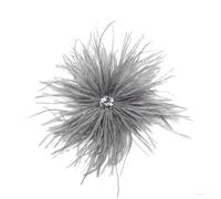 Feather Brooches for Women Rhinestone Lapel Pins Stage Performance Dress Badge Accessories Jewelry(Grey)