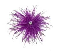 Feather Brooches for Women Rhinestone Lapel Pins Stage Performance Dress Badge Accessories Jewelry(Purple)