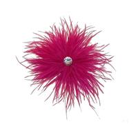 Feather Brooches for Women Rhinestone Lapel Pins Stage Performance Dress Badge Accessories Jewelry(Rose Red)