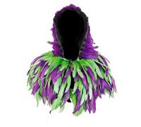 Feather Cape with Hood for Men and Women - Short Feather Cape Poncho - Costume Accessory for Carnival Halloween Cosplay Festival - Gothic Showgirl Shoulder Wrap - One Size