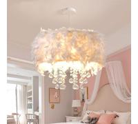 Feather Chandelier Dining Table Crystal Ceiling Lamp, Bedroom Bedside Wild Chandelier Aisle Pink Pendant Lights,Hanging Lights