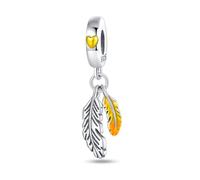 Feather Charm Fit for Pandora Bracelet,925 Sterling Silver Charms for Women Bracelets Original Bead Gift for Her
