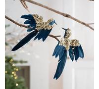 Feather Christmas Bird Decorations with Clip, Glitter Bird for Christmas Tree Decoration Wedding Crafts(Blue)