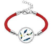Feather Colorful Spot Beautiful Silence Lucky Red String Bracelet Rope Bracelet Handmade