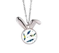 Feather Colorful Spot Beautiful Silence Rabbit Necklace Pendant Bunny Animal Jewelry Gift