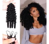 Feather Crochet Human Hair 18 Inch 3C4A Burmese Curly 15A 100% Human Hair Bundles 50g Pre-Separated Crochet Hair for Black Women Burmese Curly Invisible Crochet Hair Extensions