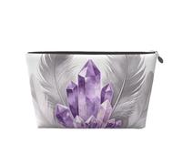 Feather Crystal Art Leather Travel Makeup Bag-Waterproof Cosmetic Pouch