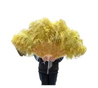 Feather Dance Fan 13 Bone Ostrich Feathers Fan Carnival Party Wedding Celebration Belly Dance Show DIY Decoration Mint Green Plumes Fan(Olive Green,2PCS)
