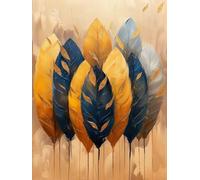 Feather Diamond Art Kits Adults, Abstract Diamond Painting, Crystal Art Kits for Adults, DIY Round Full Drill Embroidery Cross Stitch Canvas Painting Crafts Pictures, Home Wall Decor, 40x50cm 6-8500