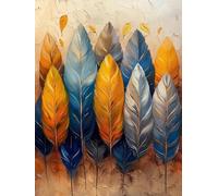 Feather Diamond Art Kits Adults, Abstract Diamond Painting, Crystal Art Kits for Adults, DIY Round Full Drill Embroidery Cross Stitch Canvas Painting Crafts Pictures, Home Wall Decor, 40x50cm 3-5500