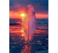 Feather Diamond Art Kits for Adults Sunset Diamond Painting Kit, Round Full Drill DIY Dimond Embroidery Cross Stitch Crystal Art Crafts for Home Wall Decor,Perfect Gifts for Woman & Kids 40x60cm L-263
