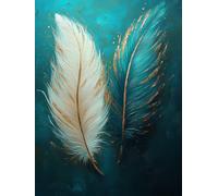 Feather Diamond Painting Leaf Diamond Art Kits Adults Beginners DIY 5D Full Drill Square Gem Crystal Art Rhinestone Embroidery Paintings Crafts Picture Home Wall Decor, Gifts for Women 70x95cm y1-18N