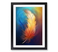 Feather Digital Framed Print | A2 Black Framed Wall Art | Ready to Hang | Modern Nature Picture | Living Room Bedroom Lounge Office