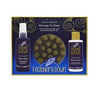 Feather & Down Massage to Sleep Gift Set (Pillow Spray, Massage Soap Bar & Bath Essence) - Infused with Lavender & Chamomile Essential oils. Vegan Friendly & Cruelty Free.