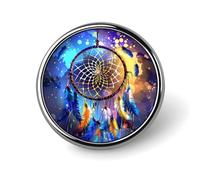 Feather Dream Catcher Round Brooch Pin Badge Lapel Tie Pin for Women Men Office Worker Teacher Decor