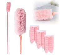 Feather Duster, 2025 New Extendable Duster, Bendable Microfiber Long Handled with Extending Pole and Refills, Washable Duster for Cleaning Roof, High Ceiling Fan, Blinds, Cobweb (3 Refills)