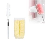 Feather Duster, 2025 New Extendable Microfiber Duster, Bendable Long Handled, Cobweb Duster, Washable Cleaning Brush for Roof, High Ceiling Fan, Blinds, Cobweb (Light Yellow)