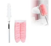 Feather Duster, 2025 New Extendable Microfiber Duster, Bendable Long Handled, Cobweb Duster, Washable Cleaning Brush for Roof, High Ceiling Fan, Blinds, Cobweb (Pink)