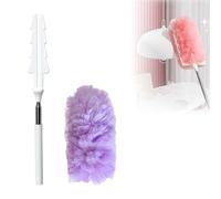 Feather Duster, 2025 New Extendable Microfiber Duster, Bendable Long Handled, Cobweb Duster, Washable Cleaning Brush for Roof, High Ceiling Fan, Blinds, Cobweb (Purple)